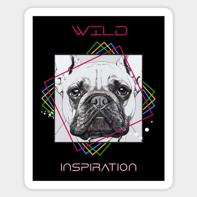French Bulldog Dog Wild Nature Animal Illustration Art Drawing Sticker by Cubebox